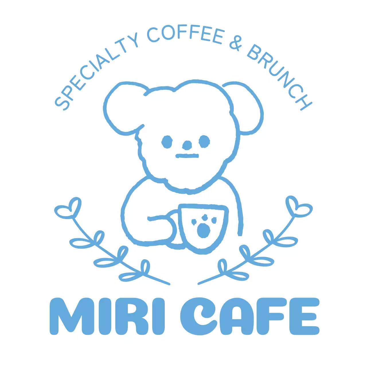 水色 かわいい カフェ ロゴ イラストロゴ