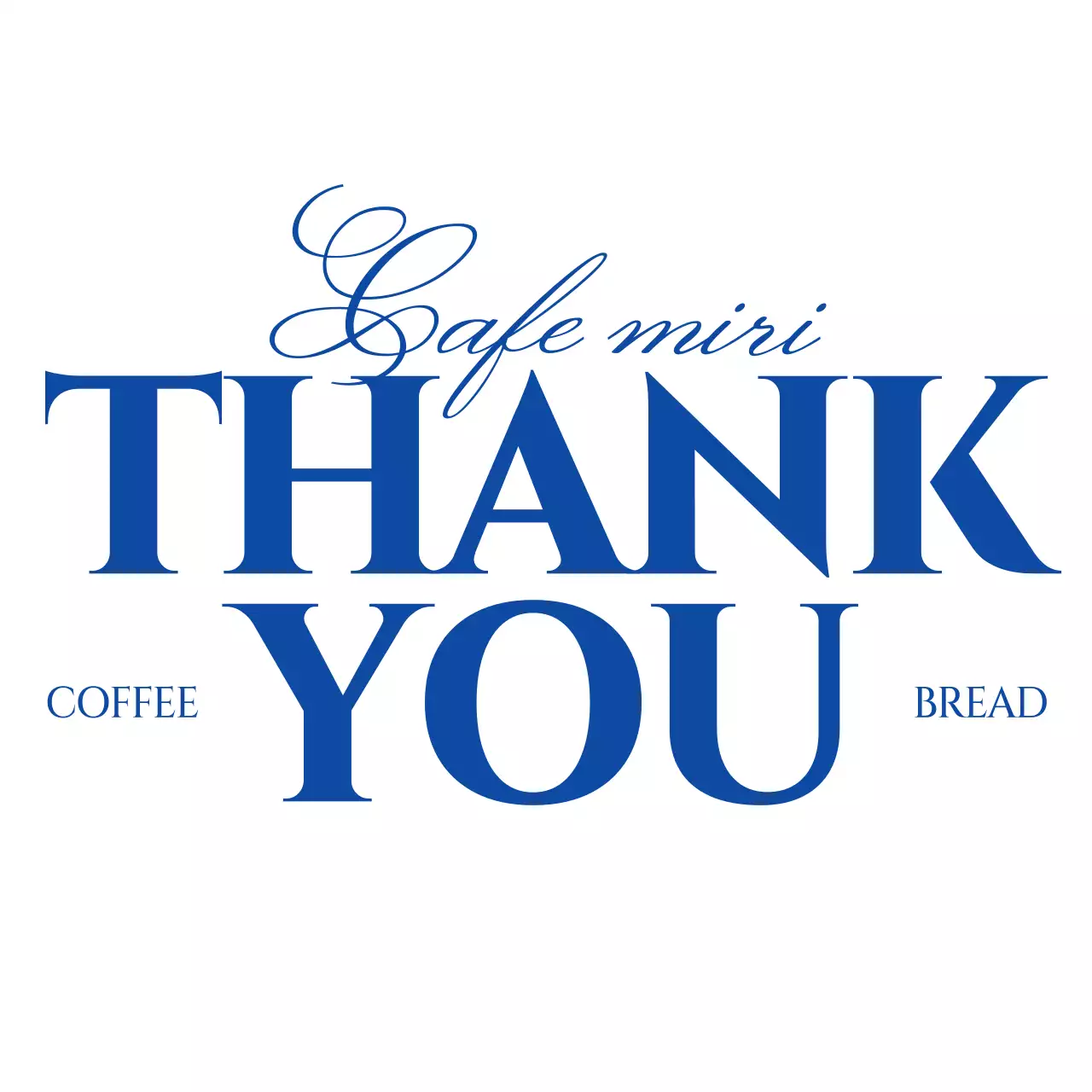 青 シンプル カフェ メッセージ サンキュー