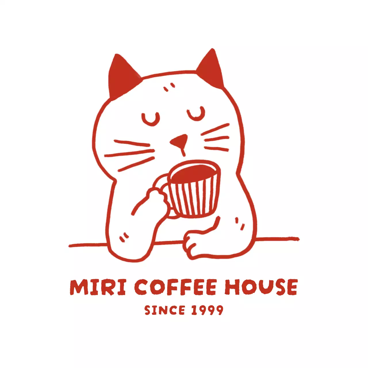 赤 シンプル カフェ プラカップ イラストロゴ