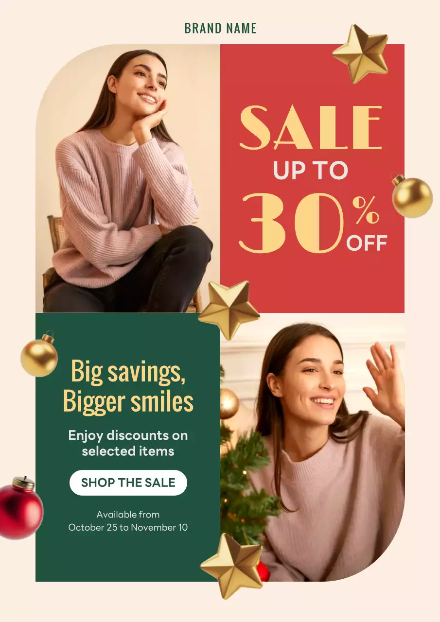 Beige Modern Holiday Sale Promotion Poster