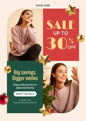 Beige Modern Holiday Sale Promotion Poster