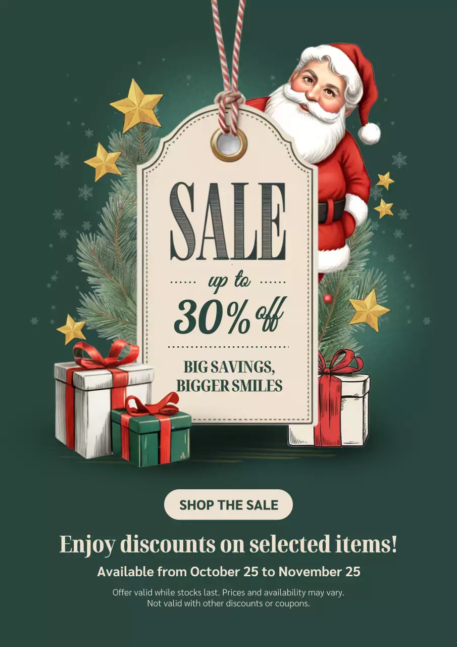 Green Vintage Holiday Sale Promotion Poster