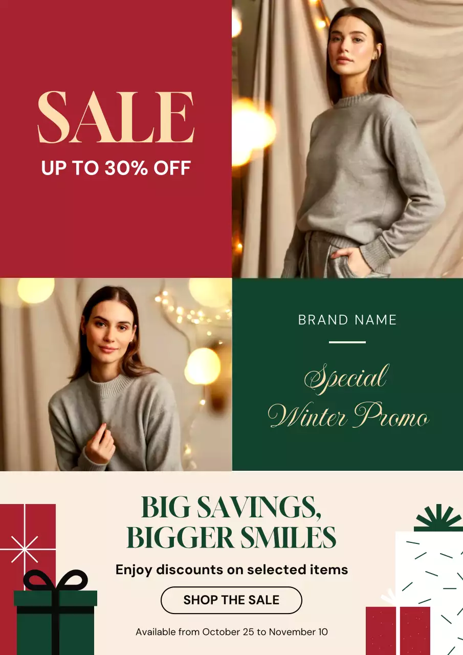 Red Elegant Winter Sale Promotion Poster