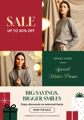 Red Elegant Winter Sale Promotion Poster