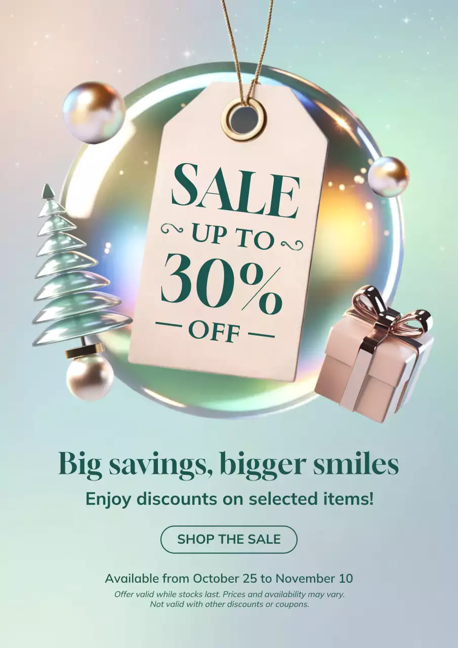 Teal Festive Holiday Sale Promotion Poster