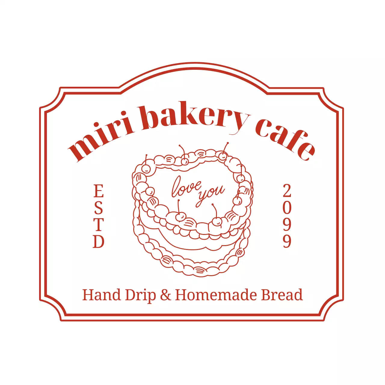 赤 シンプル カフェ シンボルロゴ