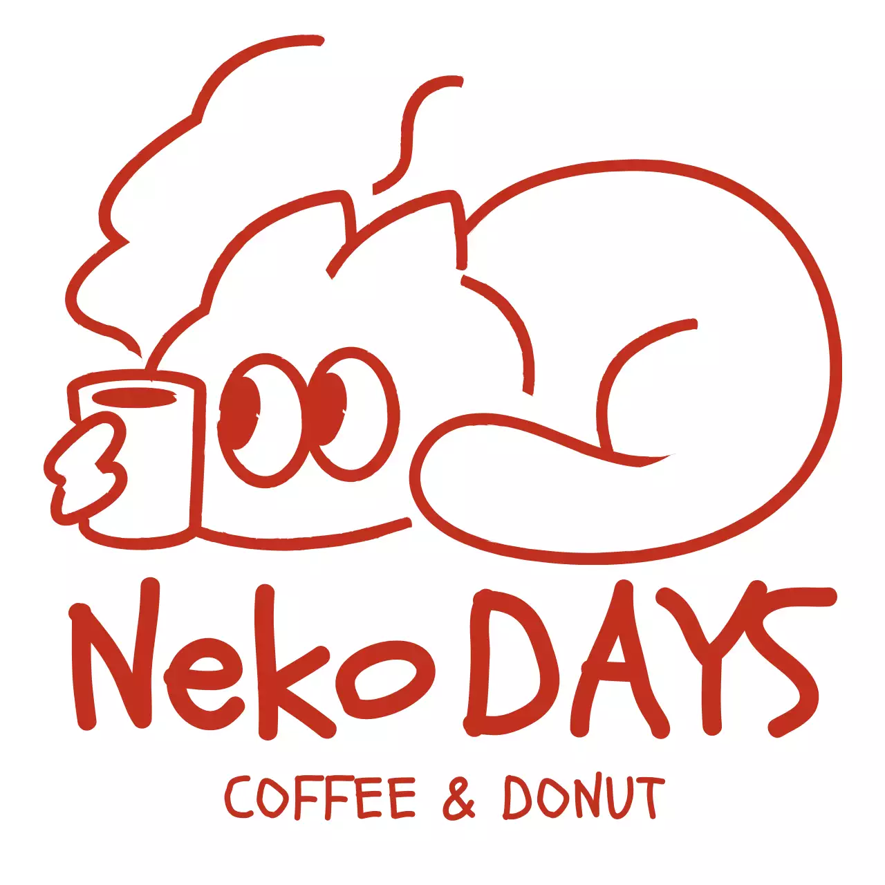 赤 シンプル カフェ ロゴ イラストロゴ