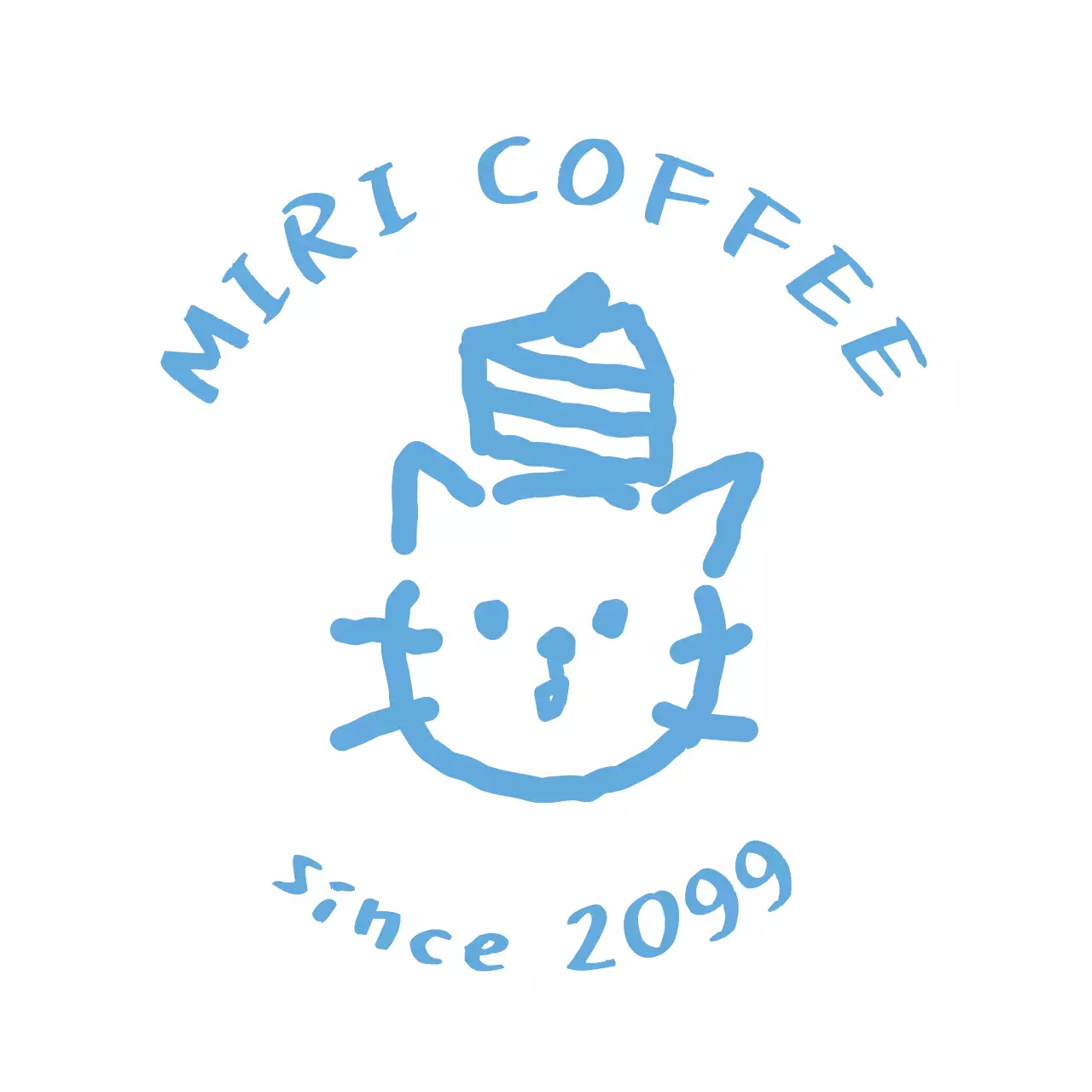 水色 シンプル カフェ ロゴ イラストロゴ