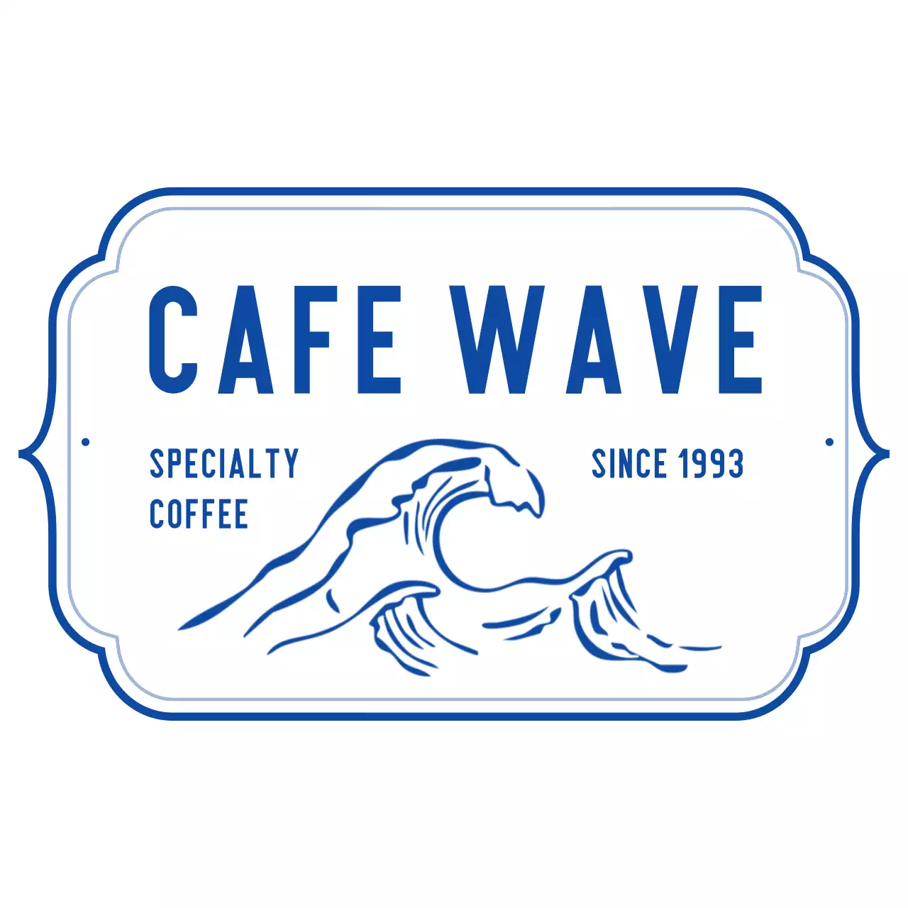 青 シンプル カフェ ロゴ シンボルロゴ