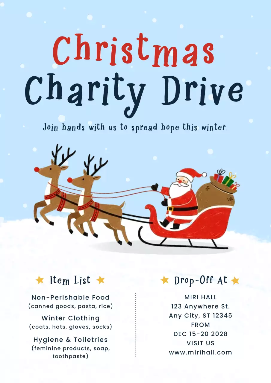 Blue Festive Charity Announcement Poster