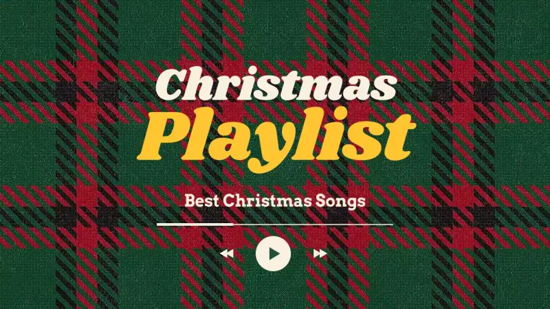 Red Retro Christmas Playlist YouTube Thumbnail