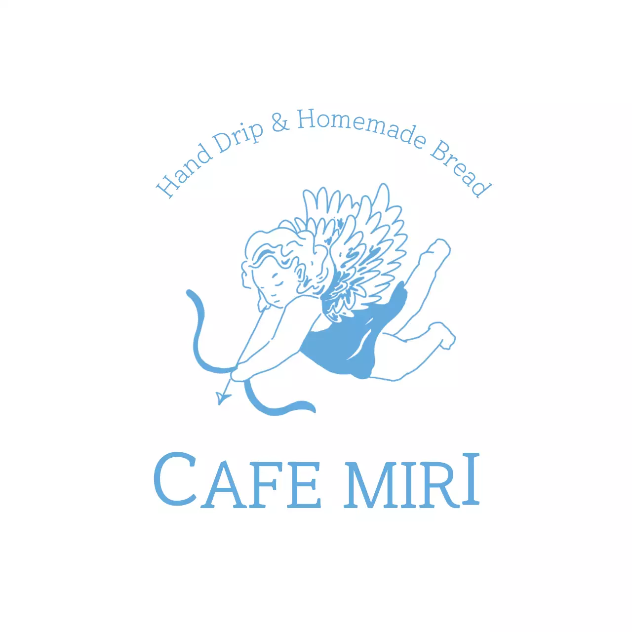 水色 シンプル カフェ ロゴ イラストロゴ