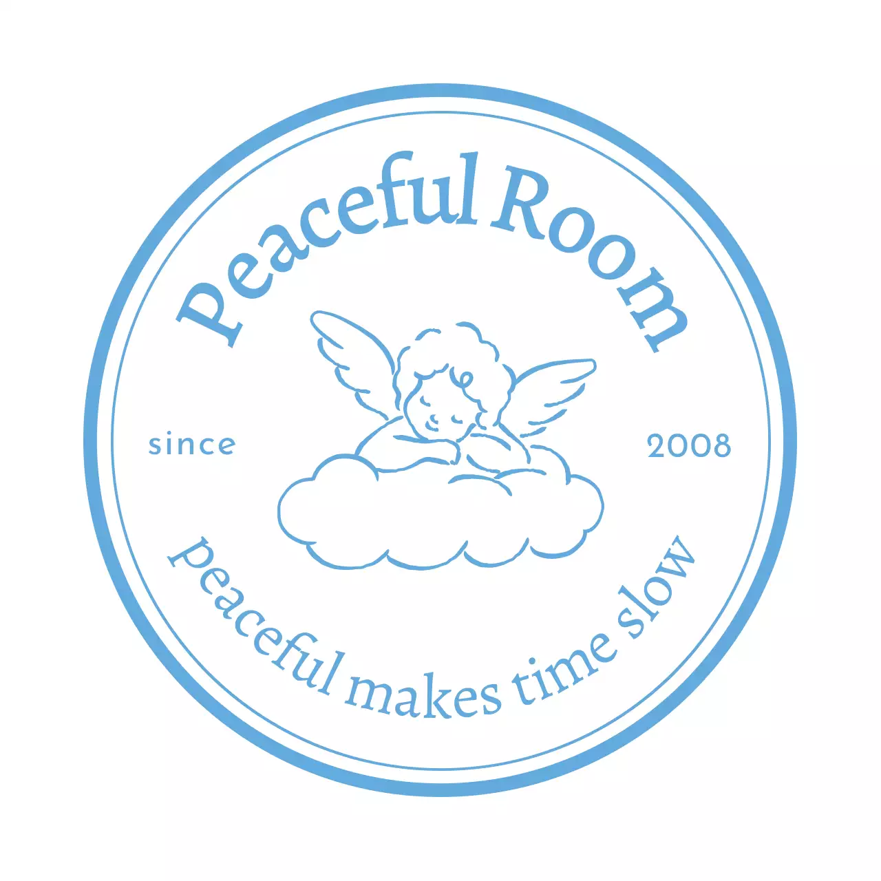 青 シンプル 天使 ロゴ シンボルロゴ