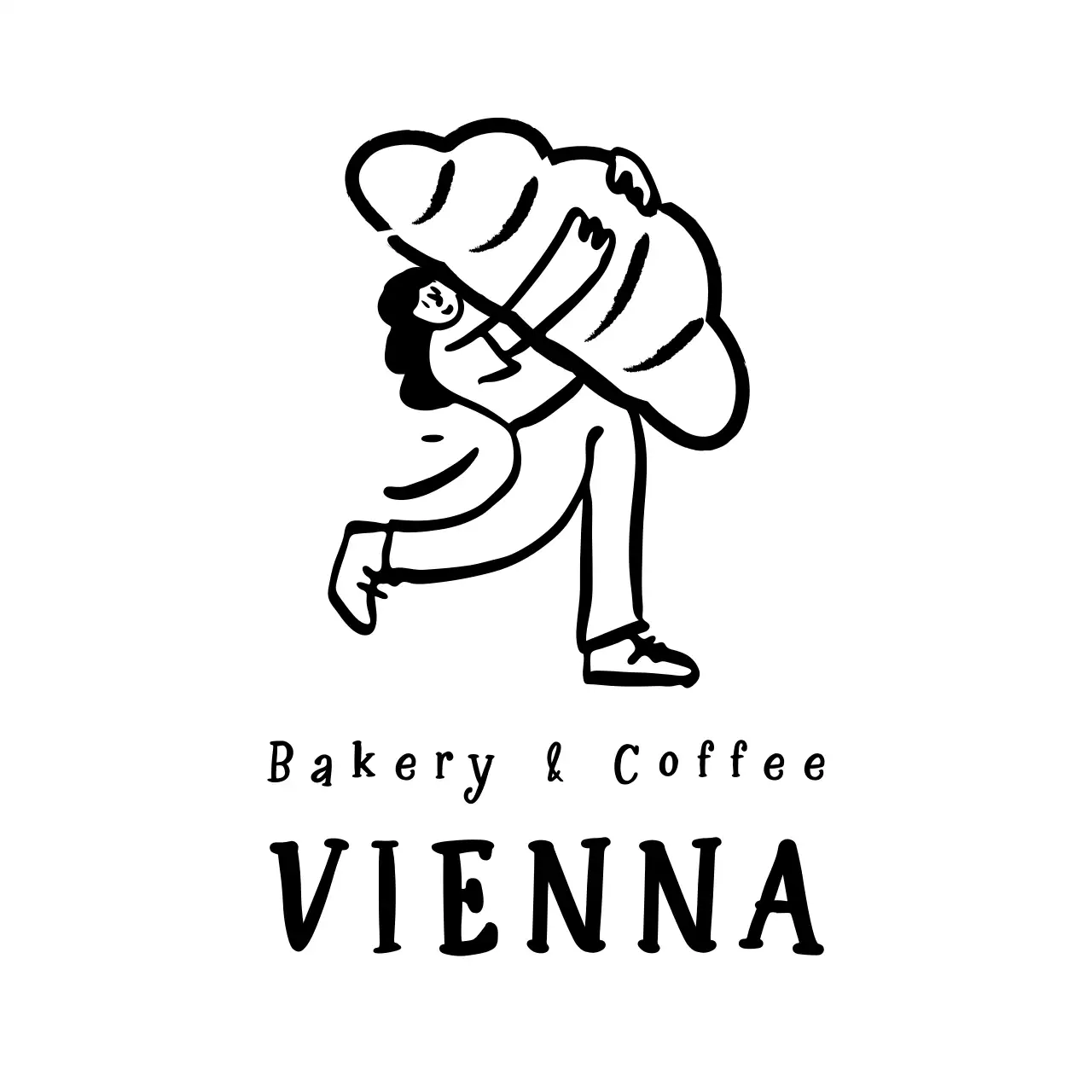 白黒 シンプル ベーカリー ロゴ イラストロゴ