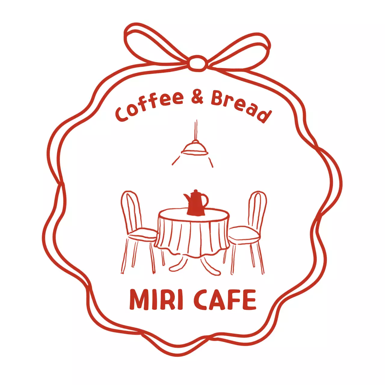 赤 シンプル カフェ ロゴ シンボルロゴ