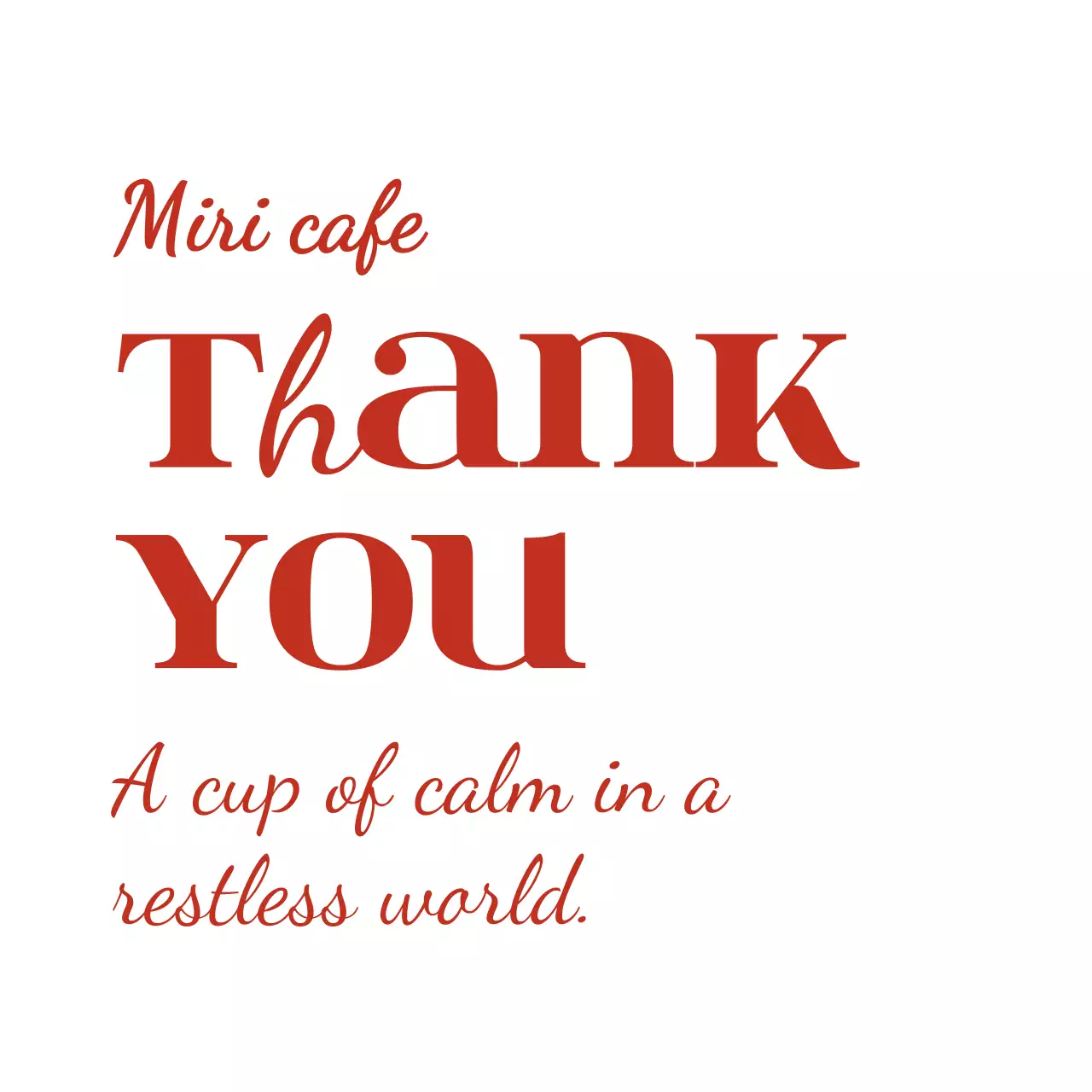 赤 シンプル カフェ メッセージ サンキュー