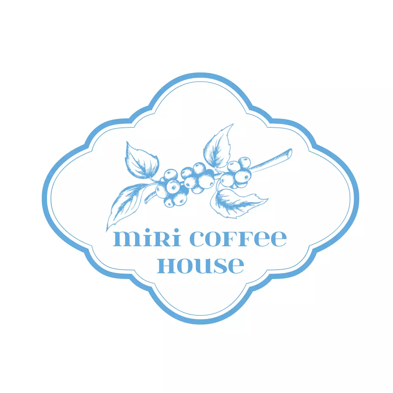 青 シンプル カフェ ロゴ  シンボルロゴ