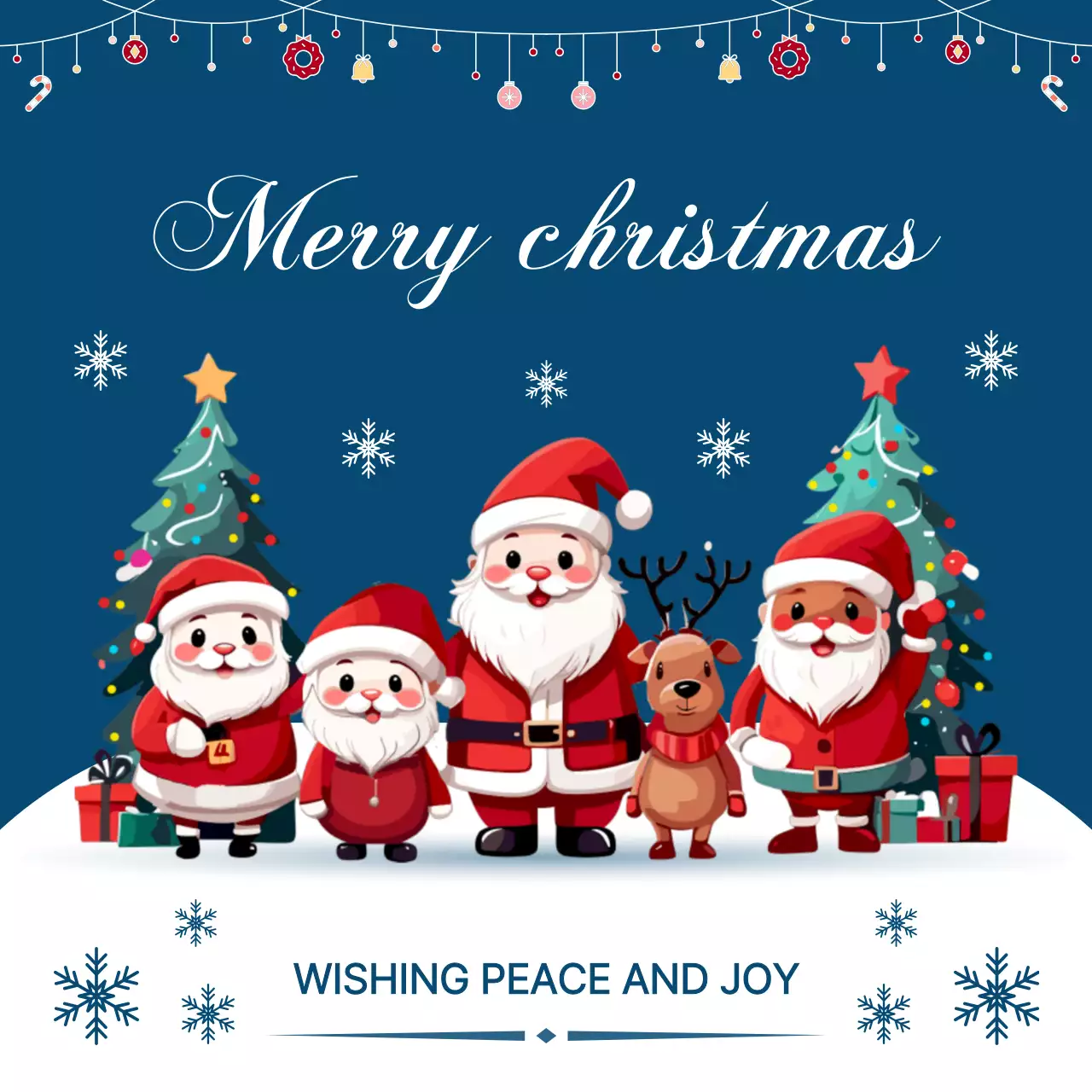 파랑 아기자기한 크리스마스 카드