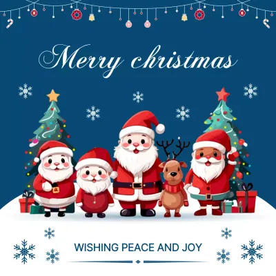 파랑 아기자기한 크리스마스 카드