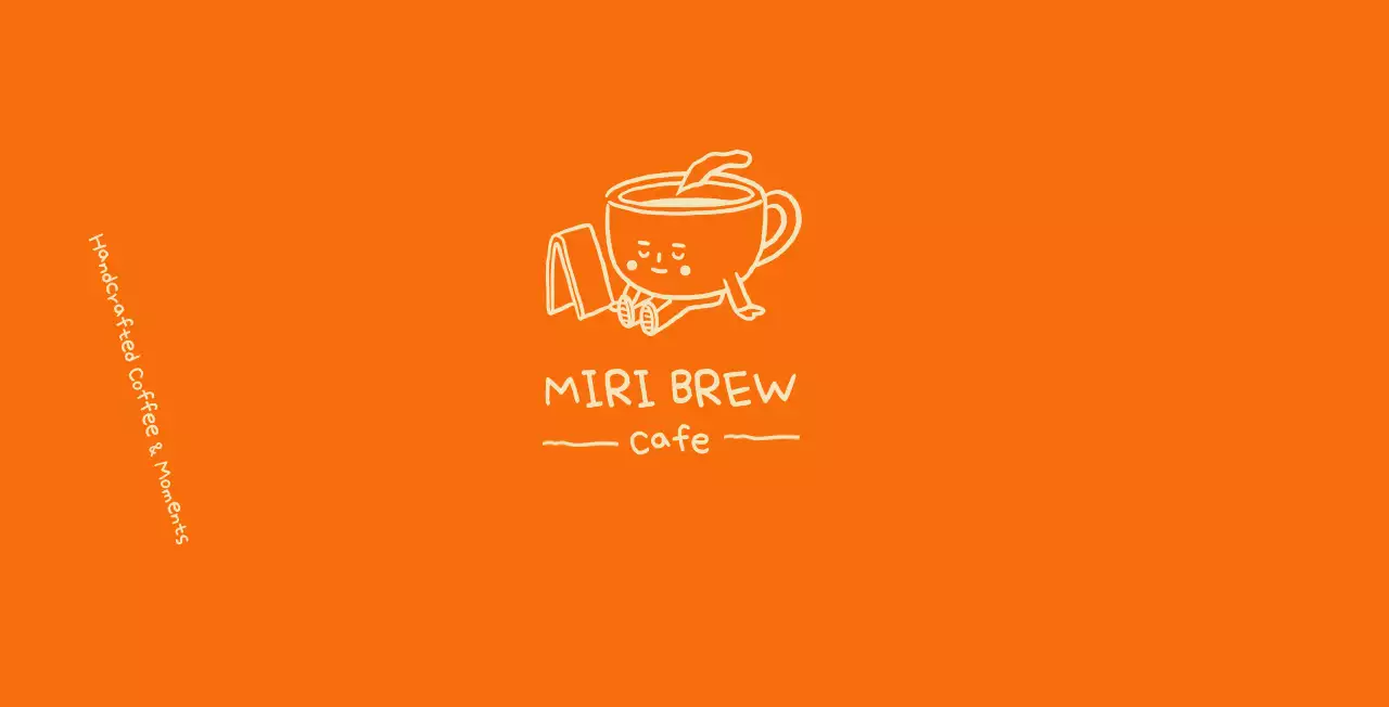 オレンジ かわいい カフェ ロゴ イラストロゴ