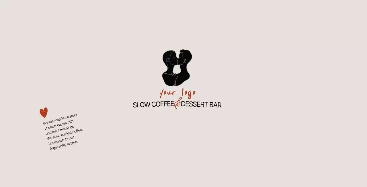 ベージュ シンプル コーヒー ロゴ ロゴテキスト