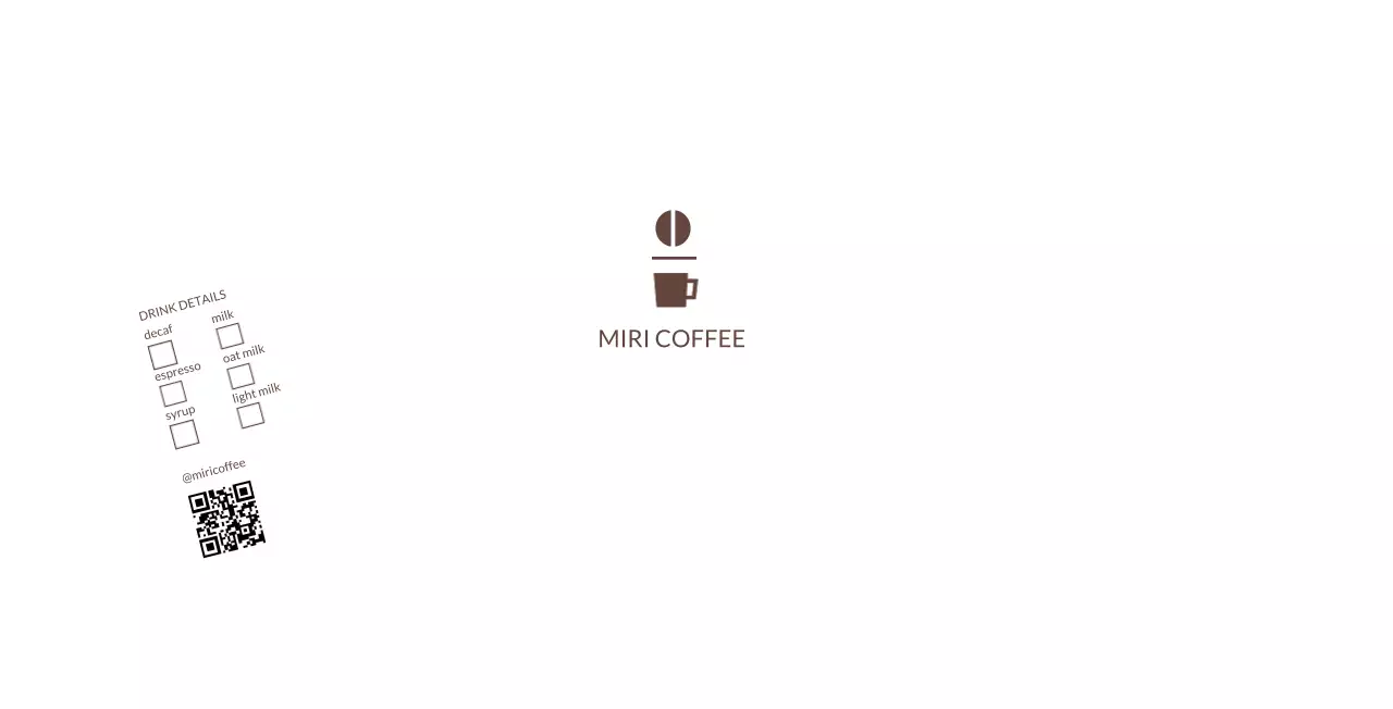 茶色 シンプル コーヒー ロゴ キューアールとチェック