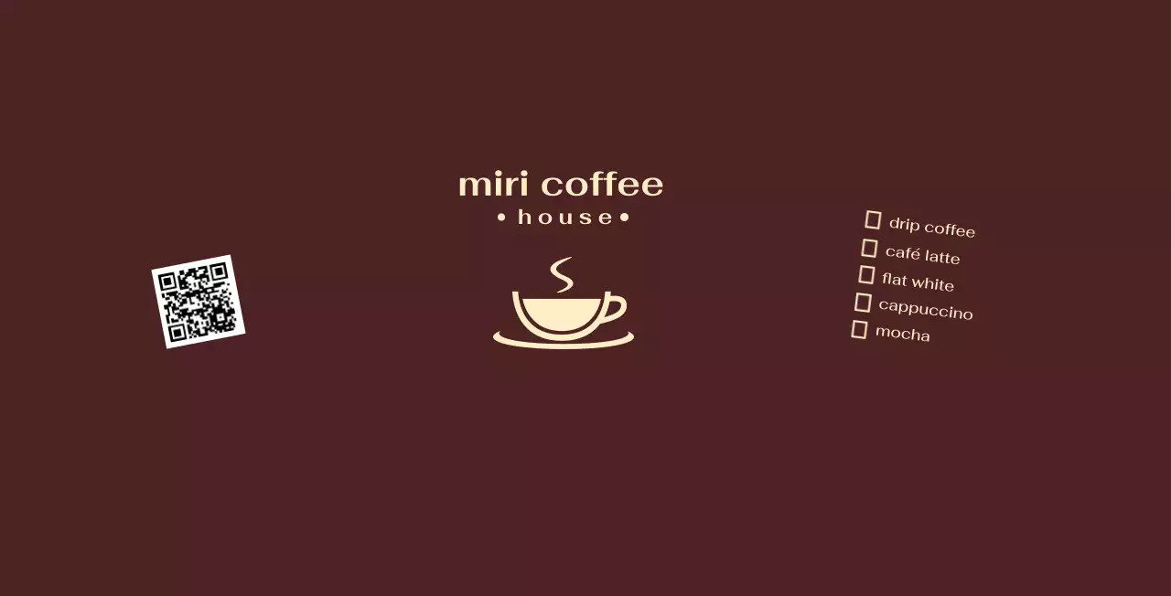 茶色 シンプル コーヒー ラベル キューアールとチェック