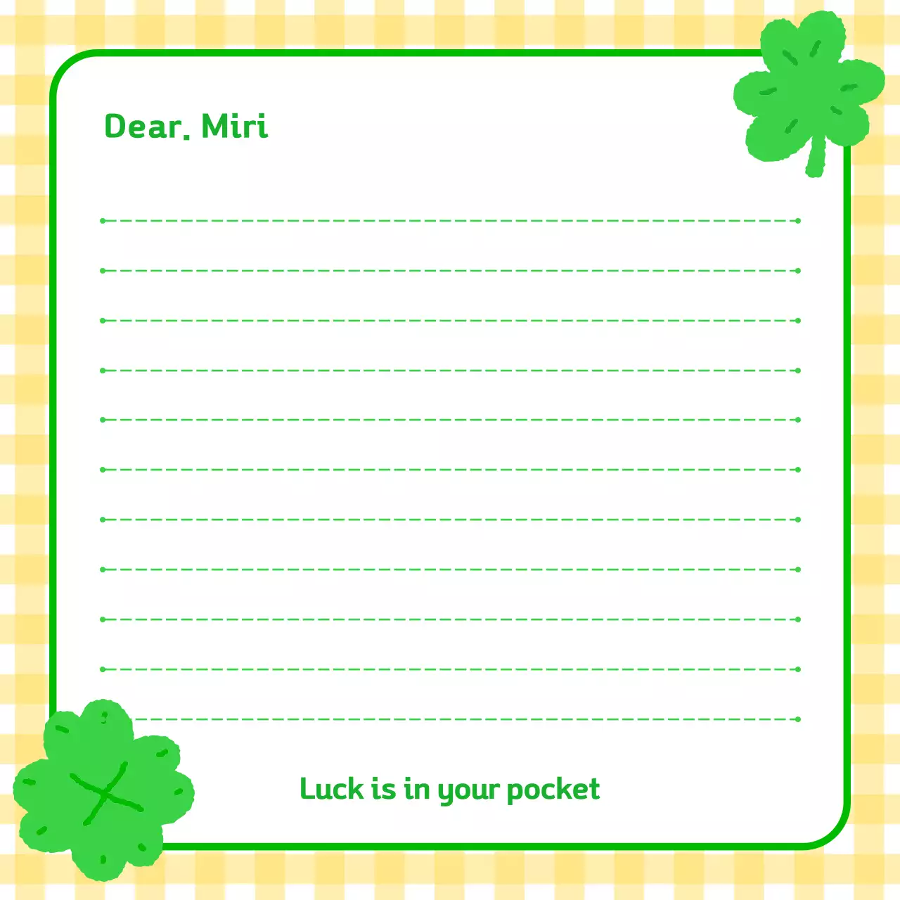 노랑 심플 행운 편지 문구