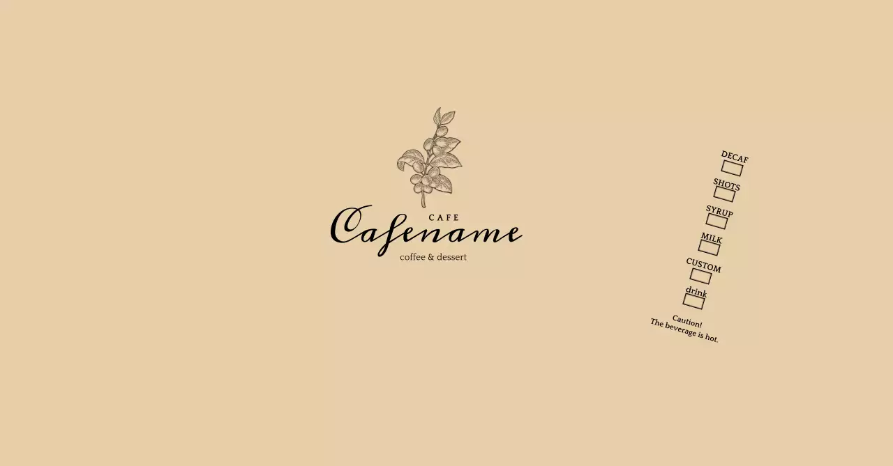 ベージュ シンプル カフェ メニュー