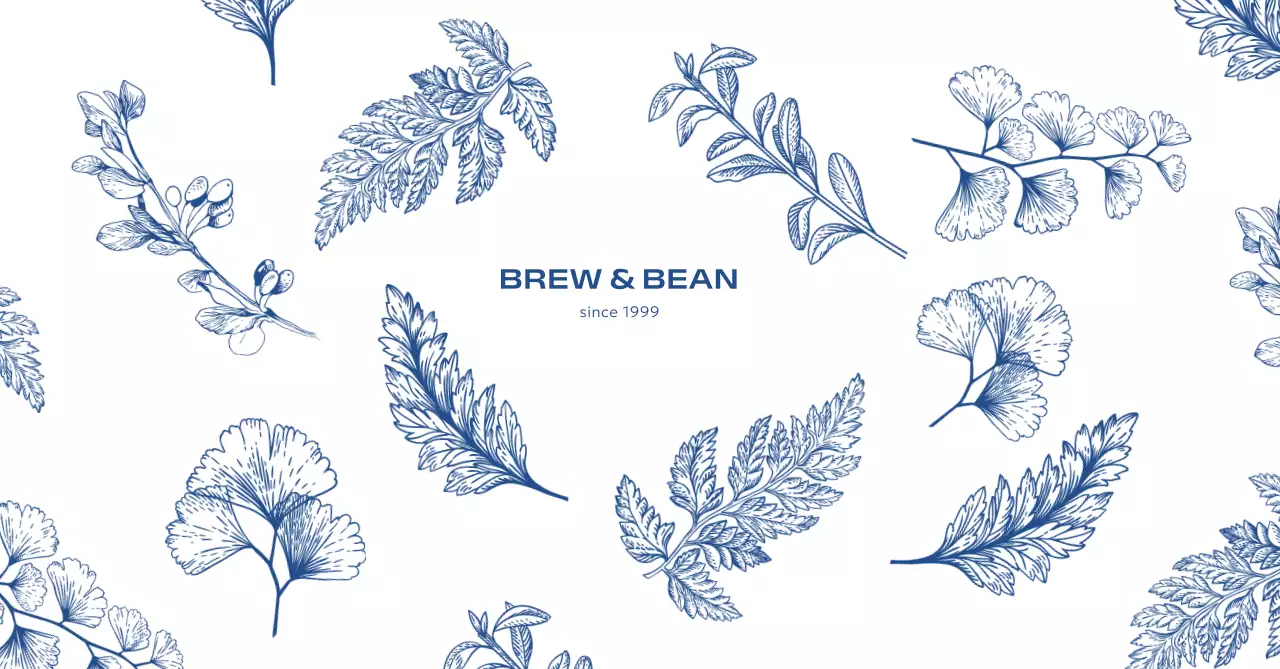 青 シンプル カフェ ロゴ