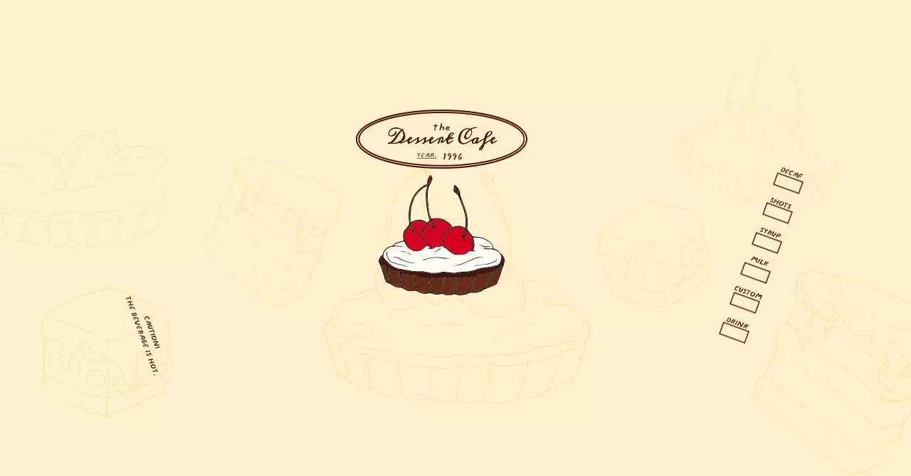 ベージュ シンプル カフェ メニュー