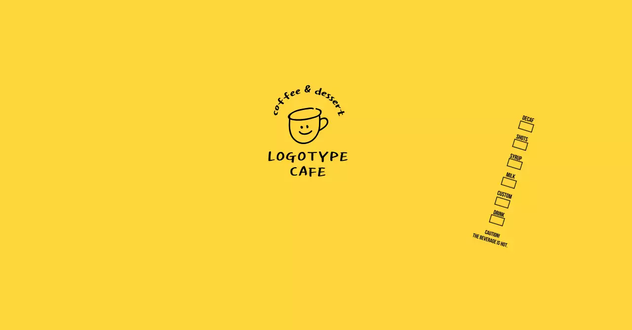 黄色 シンプル カフェ ロゴ