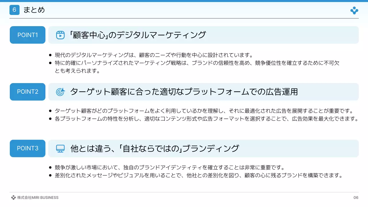 白 シンプル マーケティング プレゼンテーション