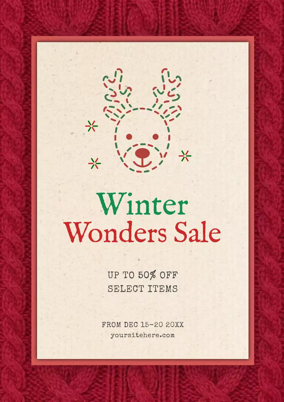 Red Rustic Winter Sale Advertisement Poster