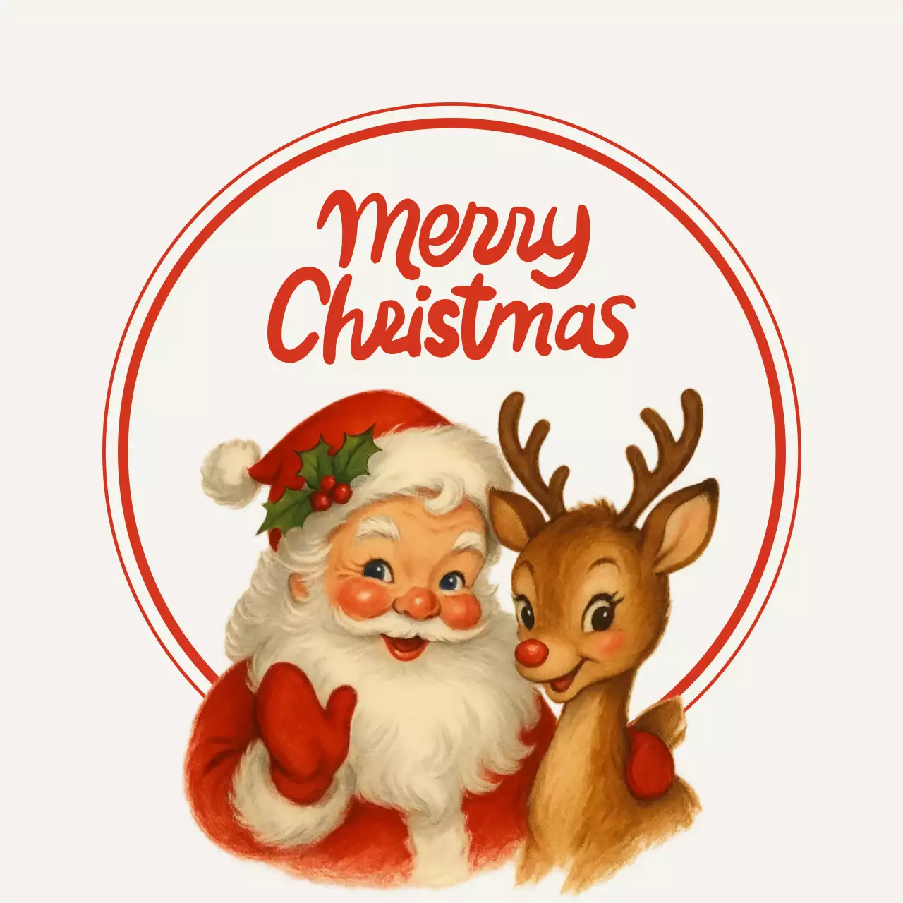 빨강 빈티지 크리스마스 스티커