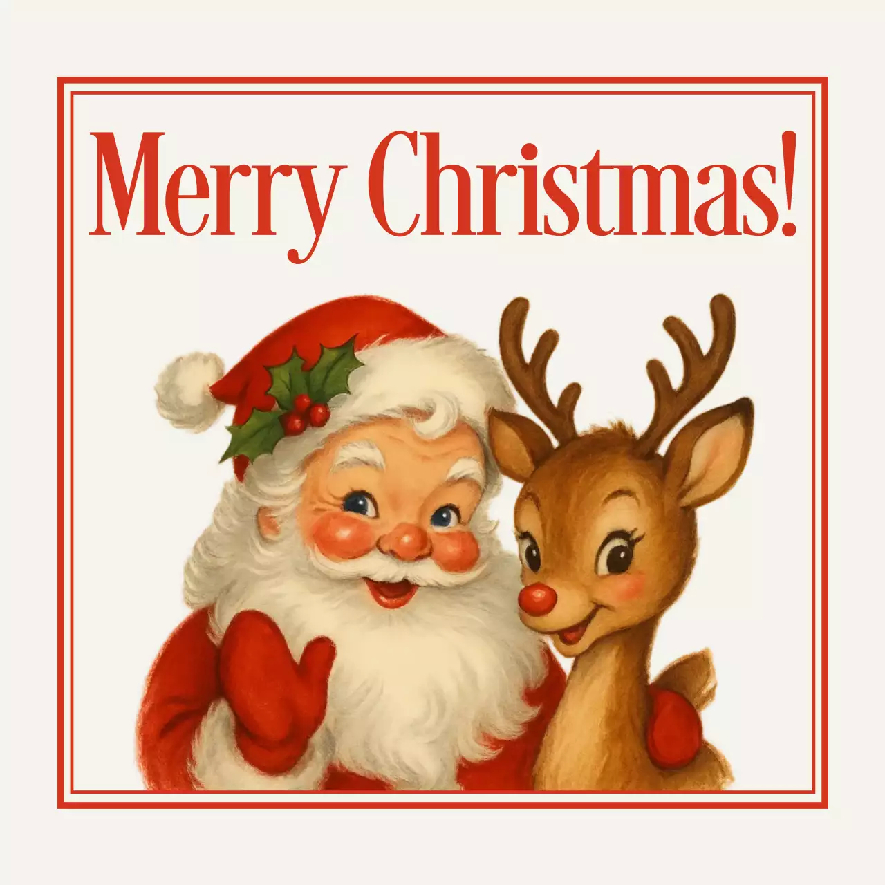 빨강 빈티지 크리스마스 엽서