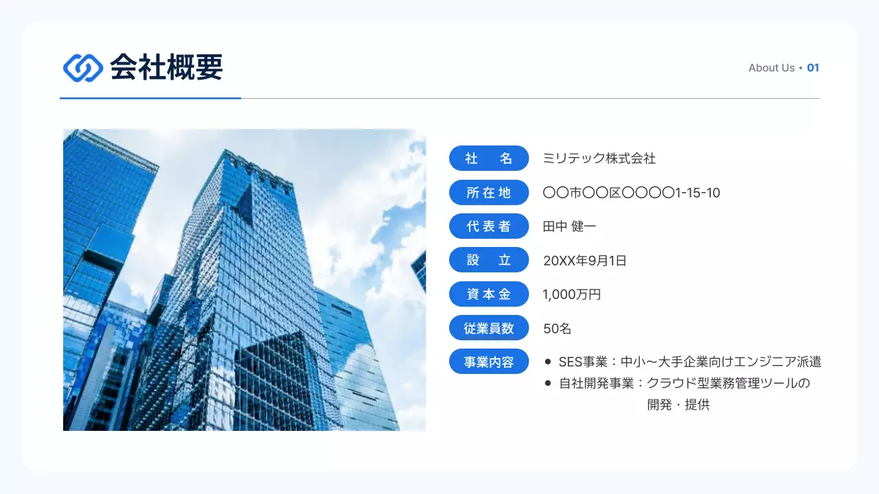 青 モダン 会社案内 プレゼンテーション