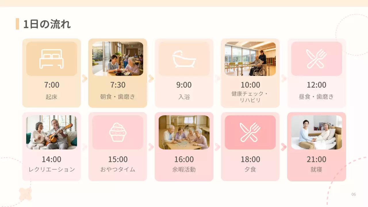 ピンク シンプル 介護 資料