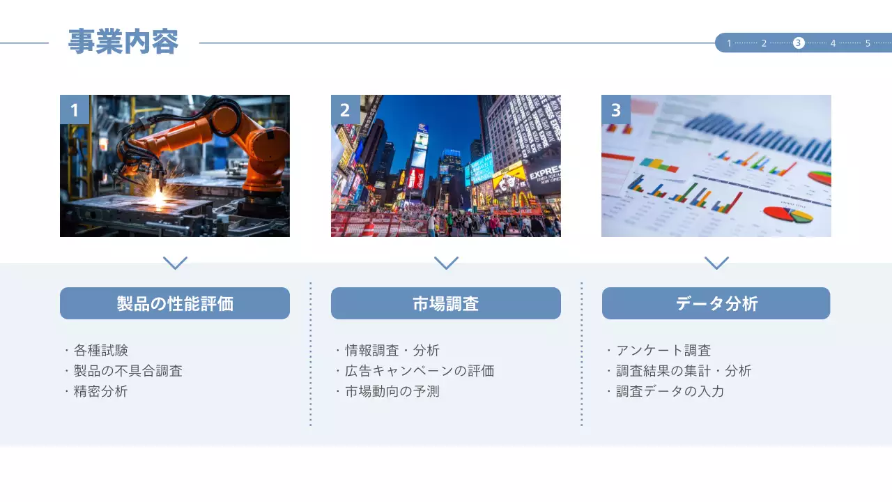 青 シンプル 会社案内 プロフィール プレゼンテーション