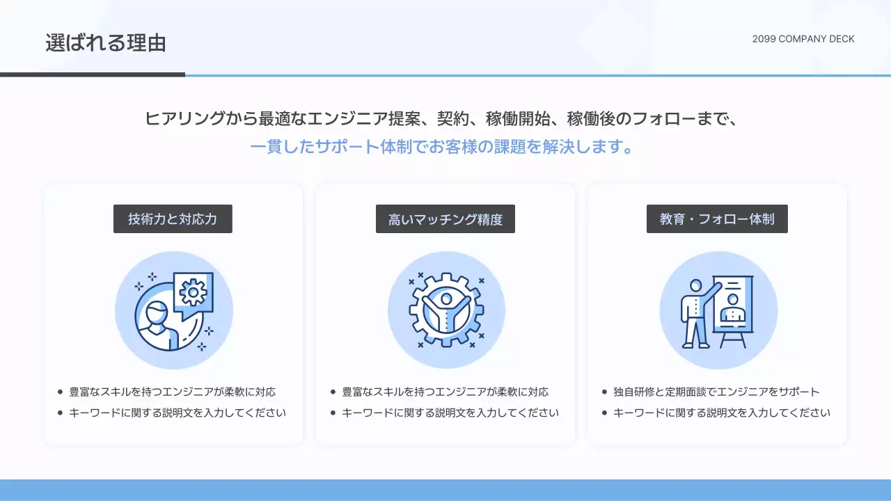 青 シンプル 会社 資料