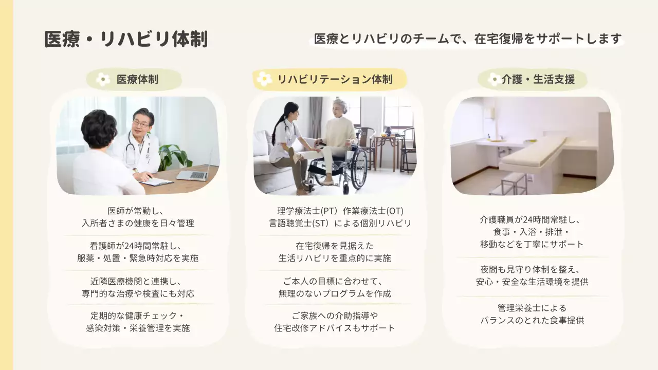 ベージュ シンプル 介護 資料