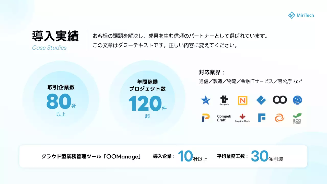 青 シンプル 会社案内 プレゼンテーション
