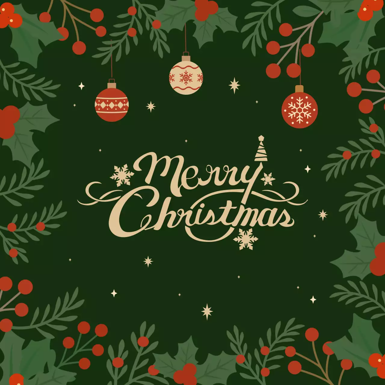 초록 빈티지 크리스마스 카드