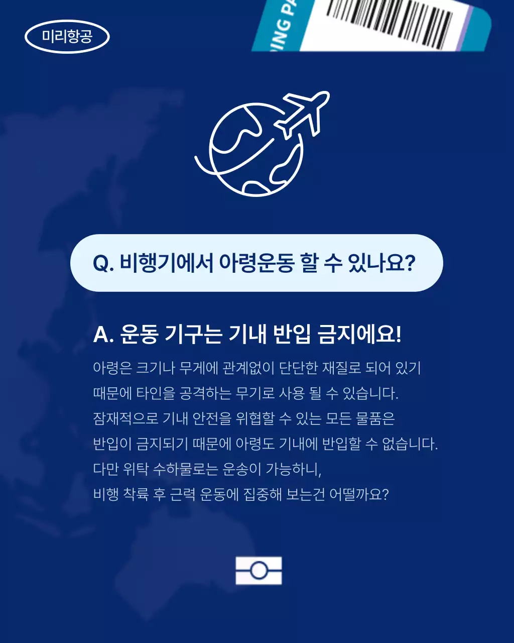 파랑 심플 여권 모양의 항공기 수하물 안전 안내