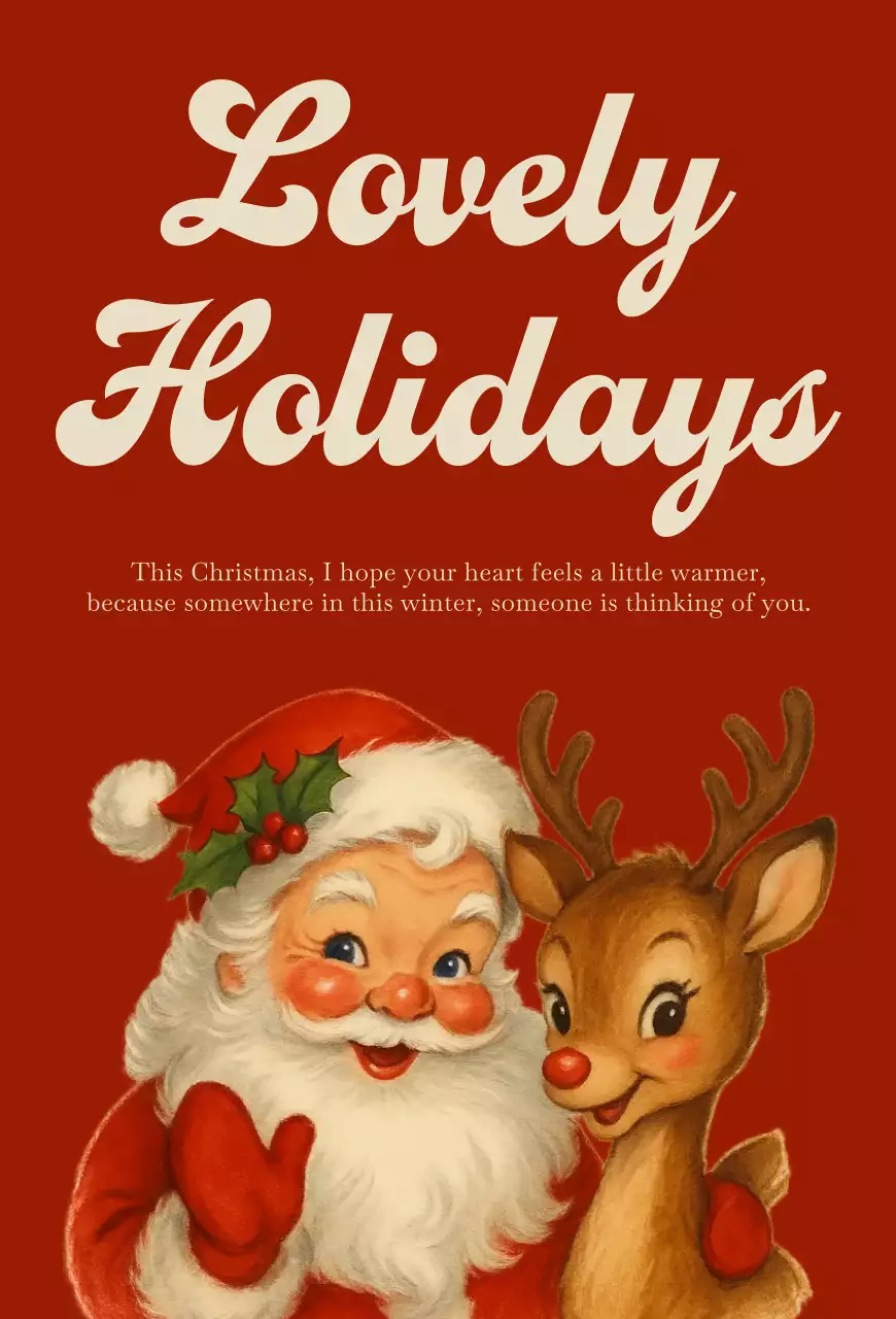 빨강 빈티지 크리스마스 엽서