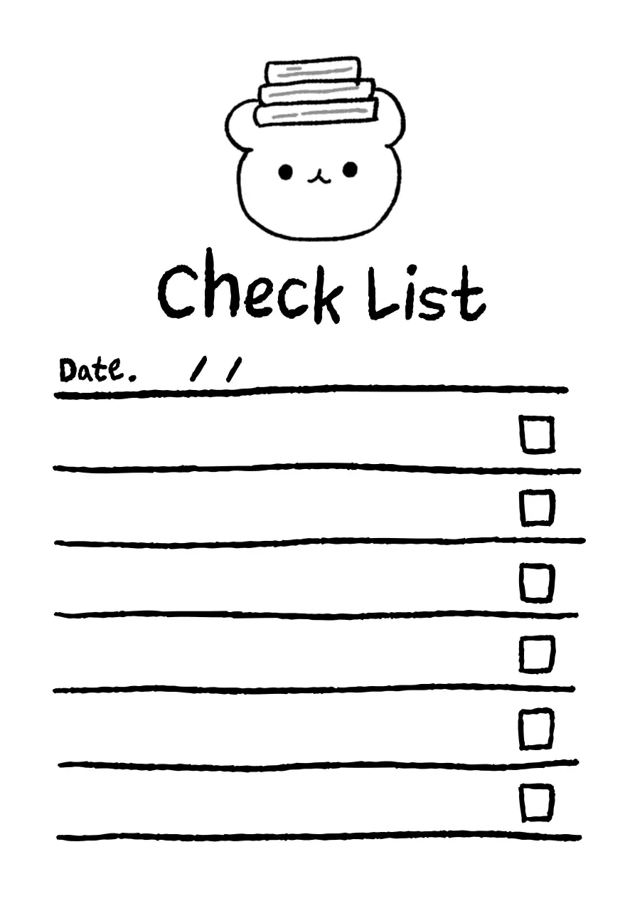 흰색 아기자기한 곰돌이 준비점검 노트