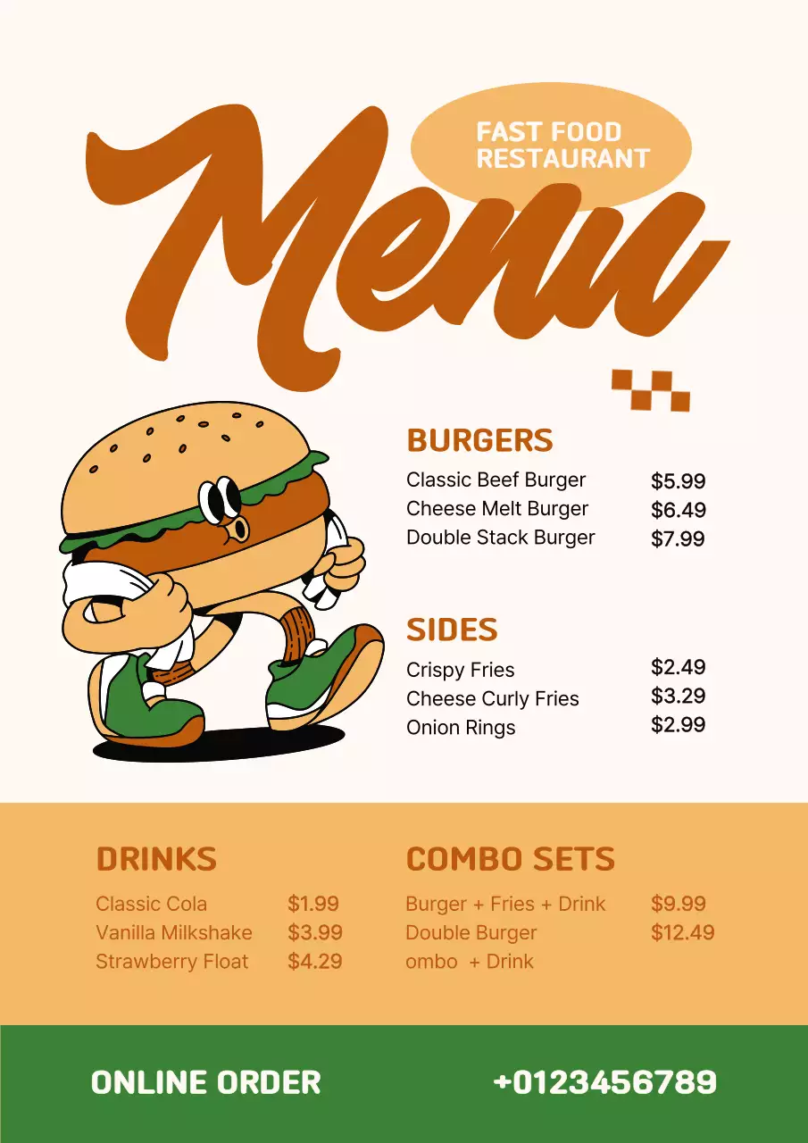 베이지 레트로 메뉴판 광고