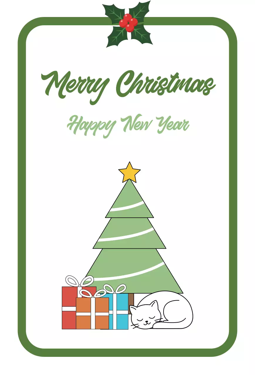 초록색의 심플한 성탄절 레터