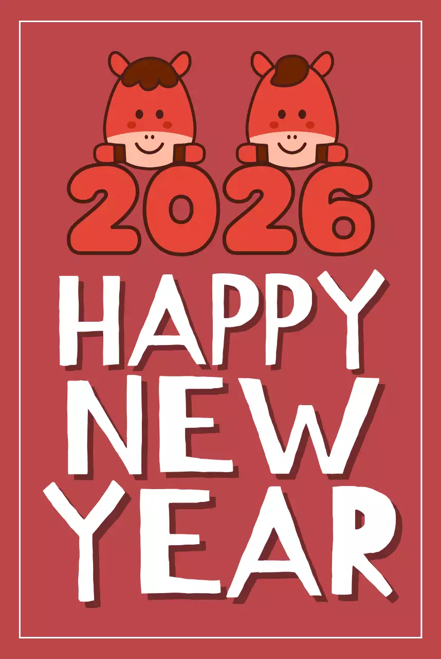 빨강 아기자기한 새해 인사