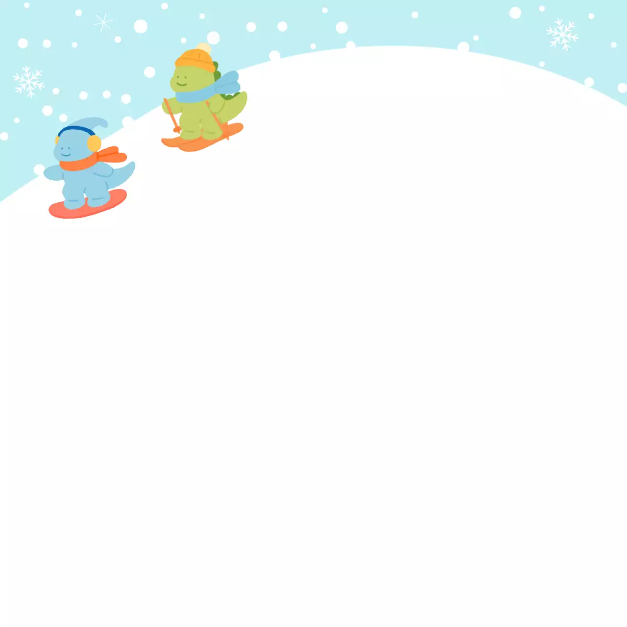 하늘색 아기자기한 공룡 겨울 문구